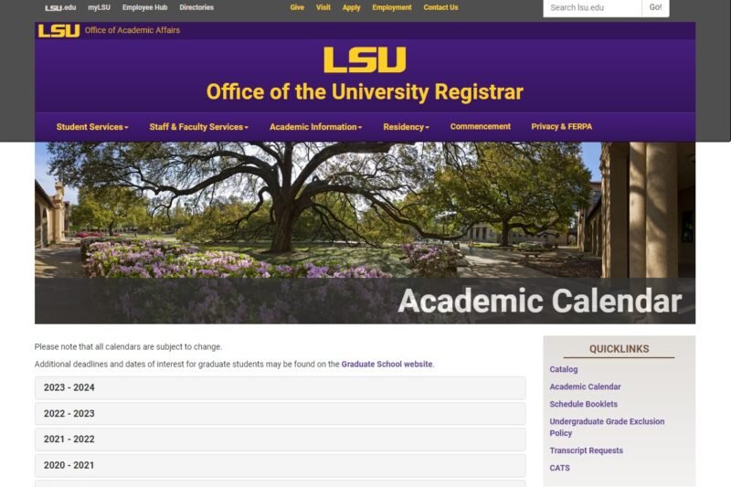Lsu Academic Calendar 2026 27