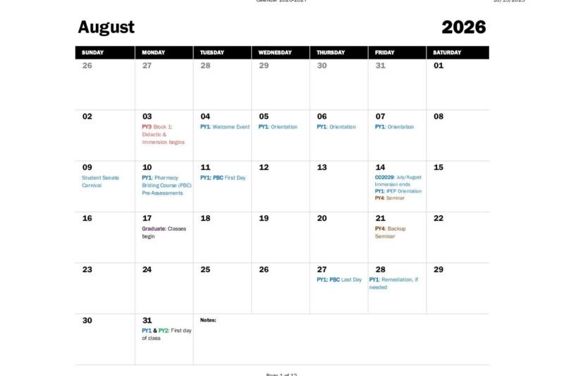 Unc Academic Calendar 2026 27