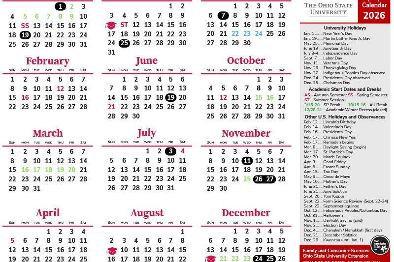 Ohio State Academic Calendar 2026