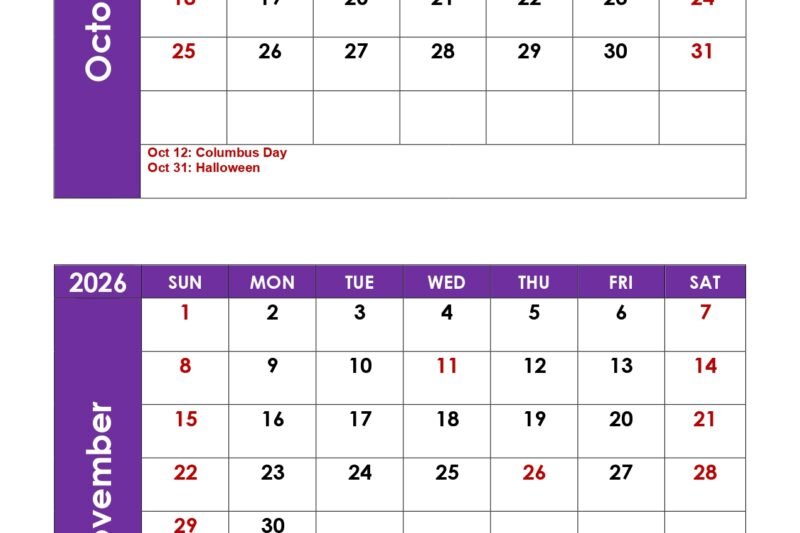 October And November 2026 Calendar