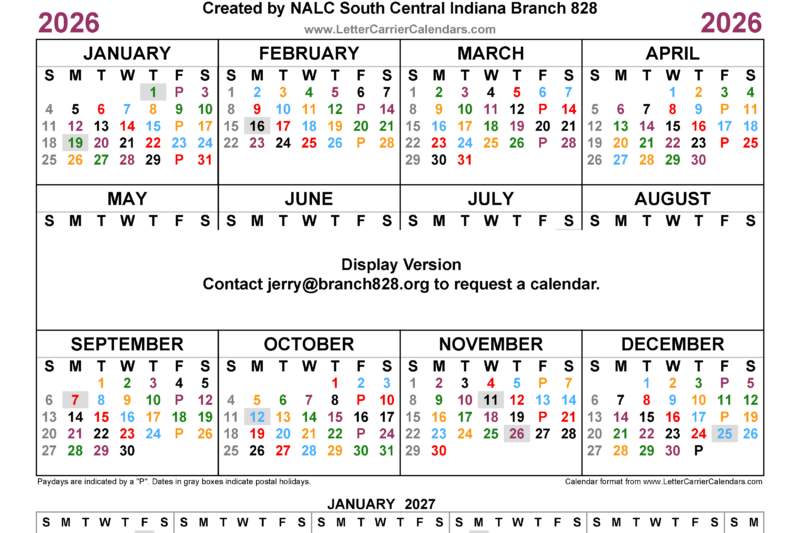 Usps Color Coded Calendar 2026