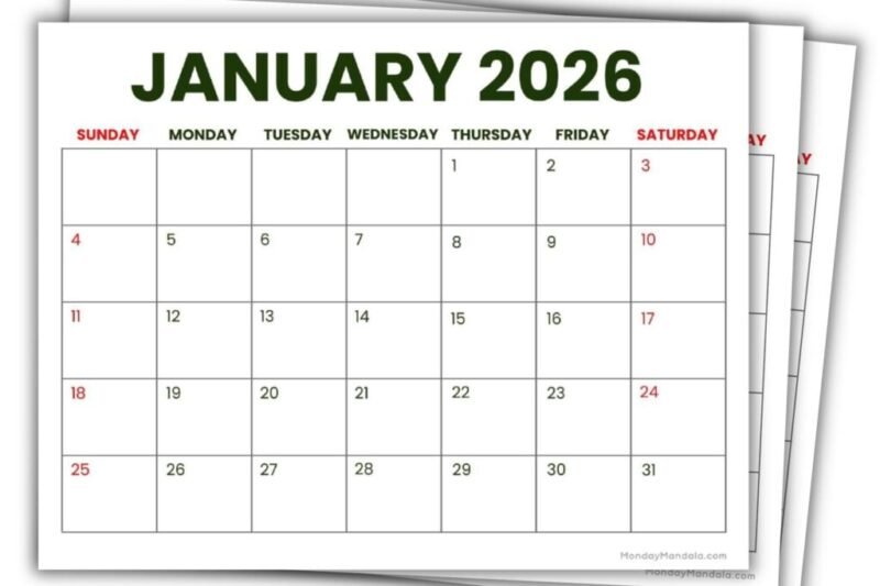 Free Printable 2026 Calendars Pdf