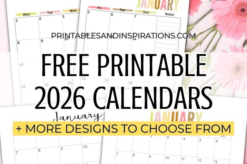 2026 Monthly Calendar Printable Pdf Free