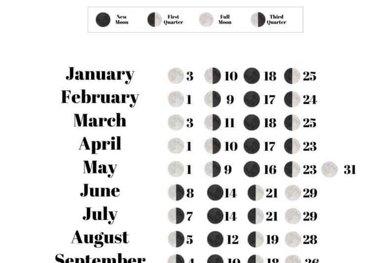 Full Moon Calendar 2026 Printable