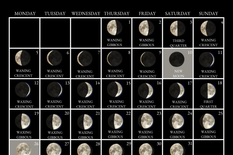 Moon Phase Calendar October 2026