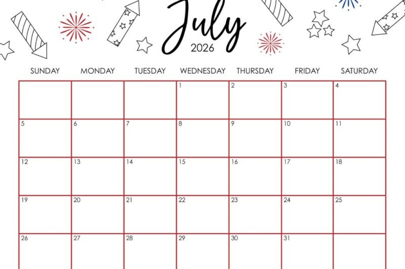 July 2026 Calendar Printable Pdf